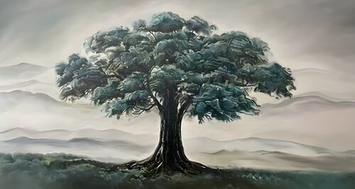 Calm Oil Painting “Roots of Time” van Evgeniya Duvakina, Schilderij te koop op Singulart