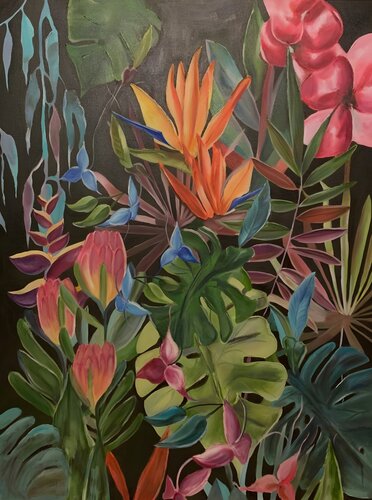 Oil Painting Tropical Garden Premium Quality par Evgeniya Duvakina, Peinture en vente sur Singulart