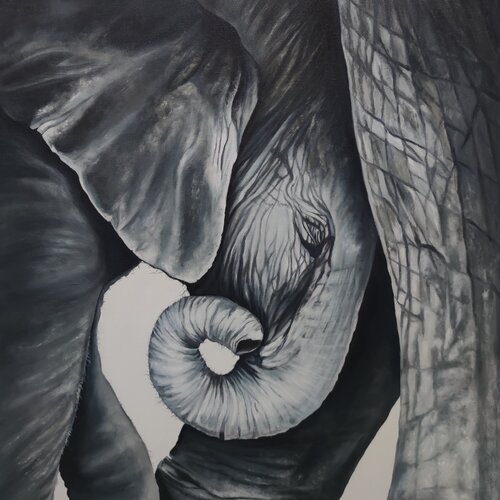 Oil Painting Elephant Premium Quality van Evgeniya Duvakina, Schilderij te koop op Singulart