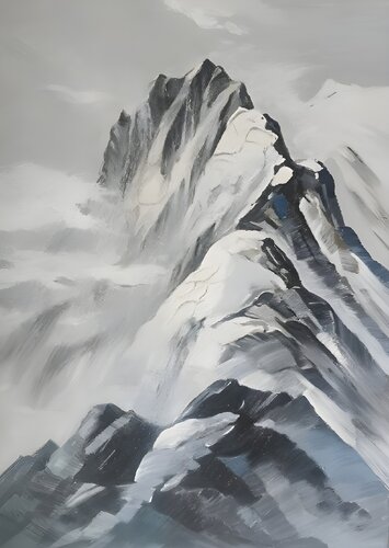 Oil Painting Snowy Ridge Premium Quality di Evgeniya Duvakina, Pittura in vendita su Singulart