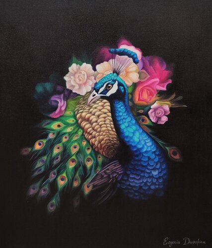 Extraordinary Oil Painting “Royal Peacock” Will Bring Timeless Elegance to Your Interior by Evgeniya Duvakina, Painting for Sale on Singulart