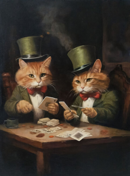 Painting "Gentlemen at Play" Museum Quality Evgeniya Duvakina