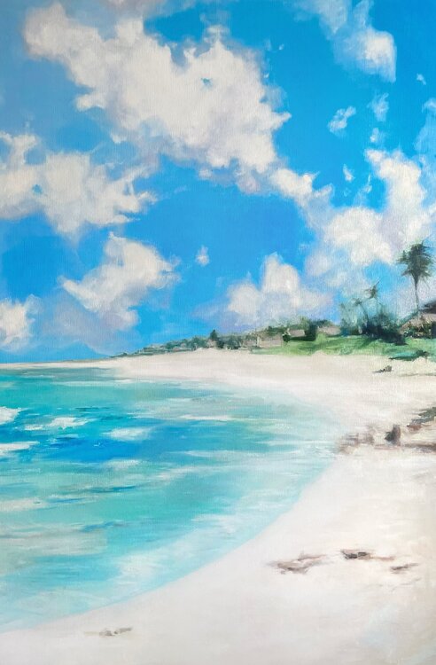 Beautiful Oil Painting "Sunny Shore" Evgeniya Duvakina