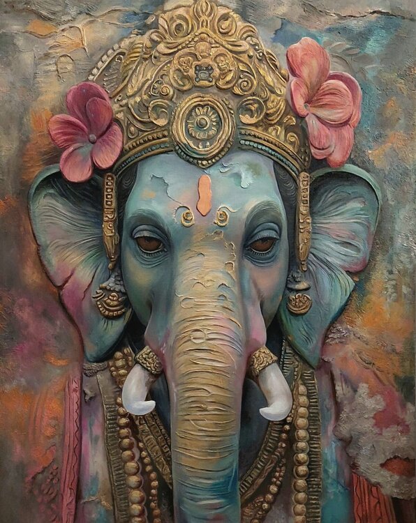 Oil Painting “Royal Ganesha” — Luxury Interior Statement Evgeniya Duvakina