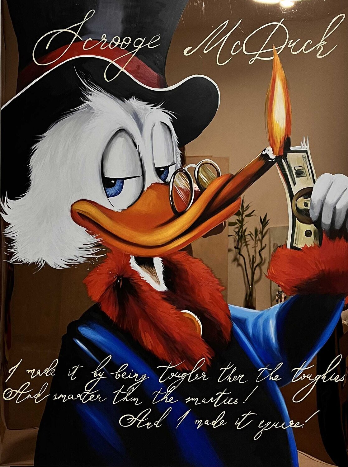 Painting on a Copper Canvas Scrooge's Wealth Evgeniya Duvakina Originalgemälde zu verkaufen