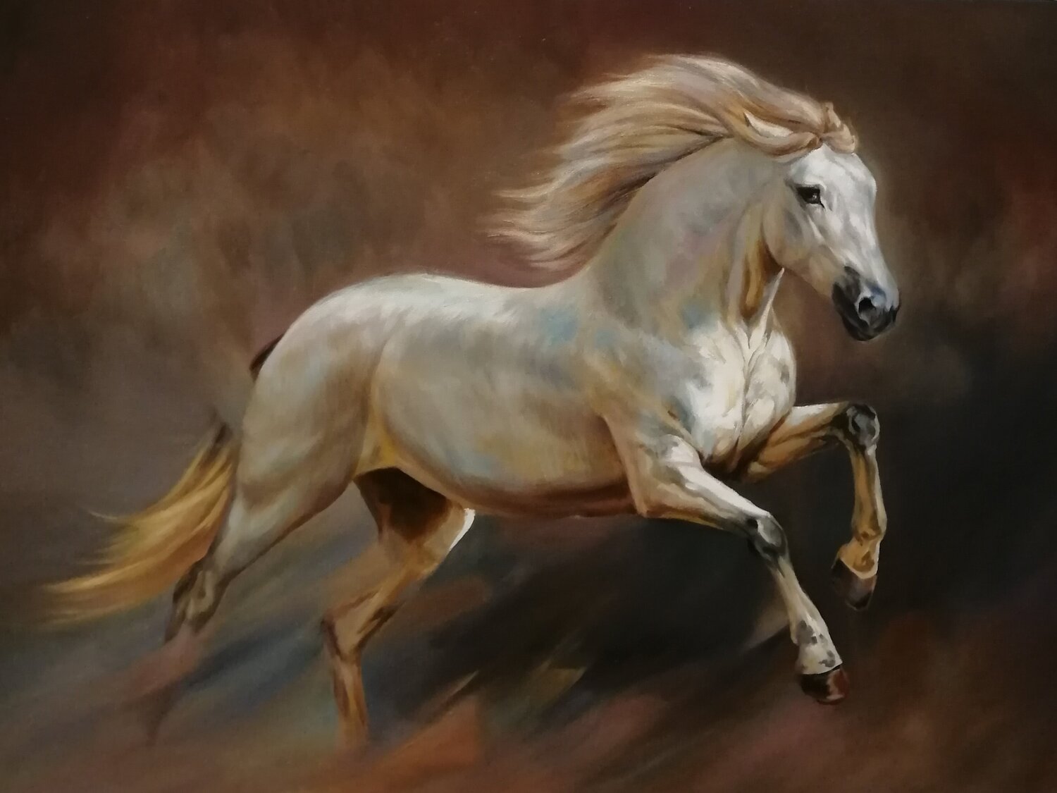 Premium Oil Painting “Light Stallion” Evgeniya Duvakina Originalgemälde zu verkaufen