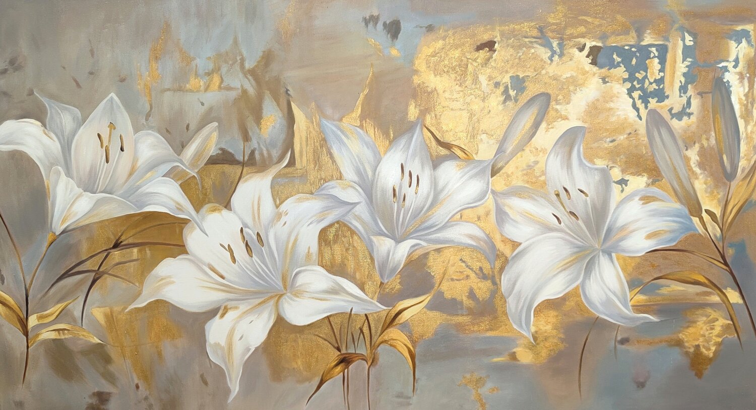 Premium Painting “Golden Lily Light” Evgeniya Duvakina Originalgemälde zu verkaufen