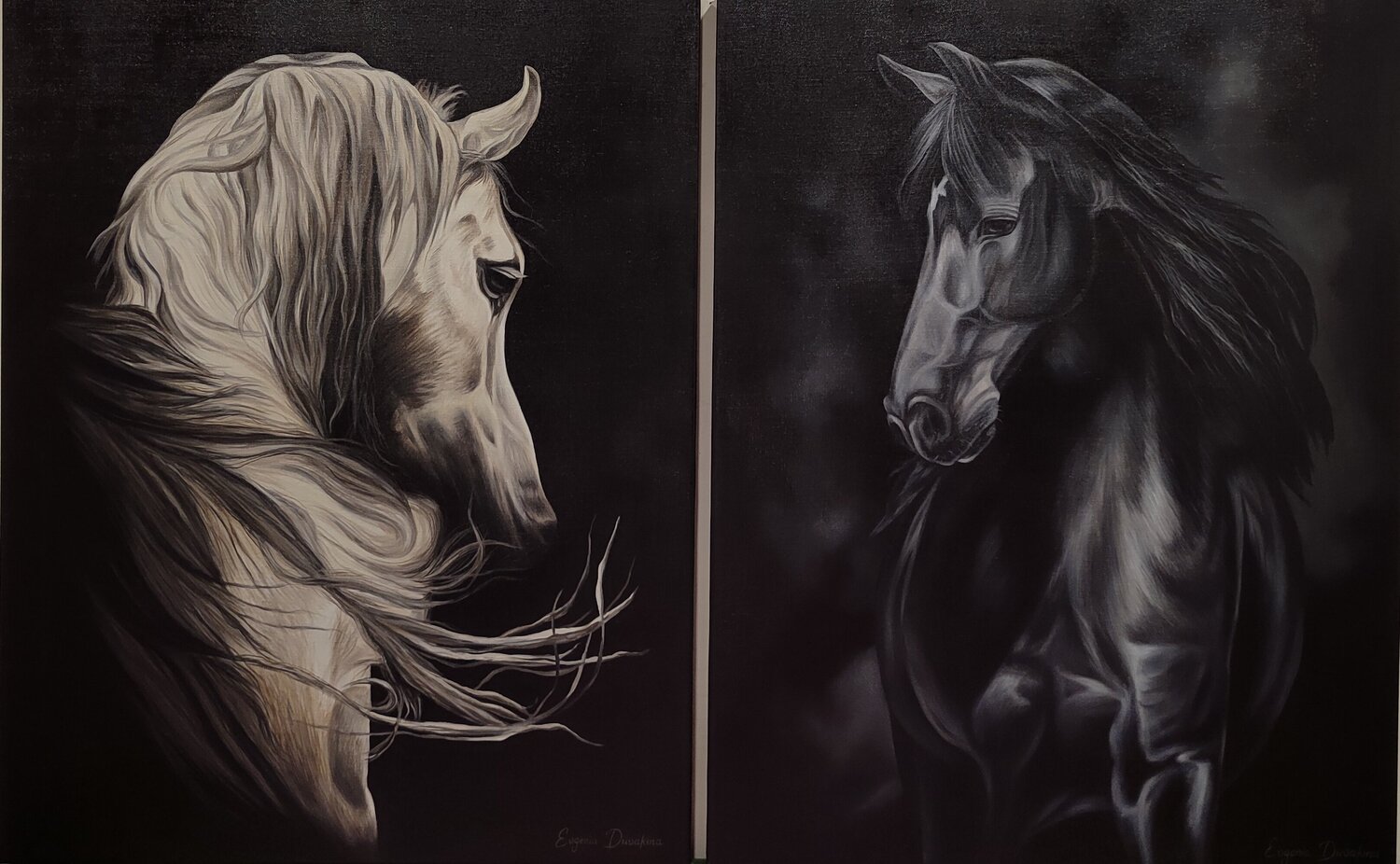 Premium Diptych “Yin and Yang” Evgeniya Duvakina Originalgemälde zu verkaufen