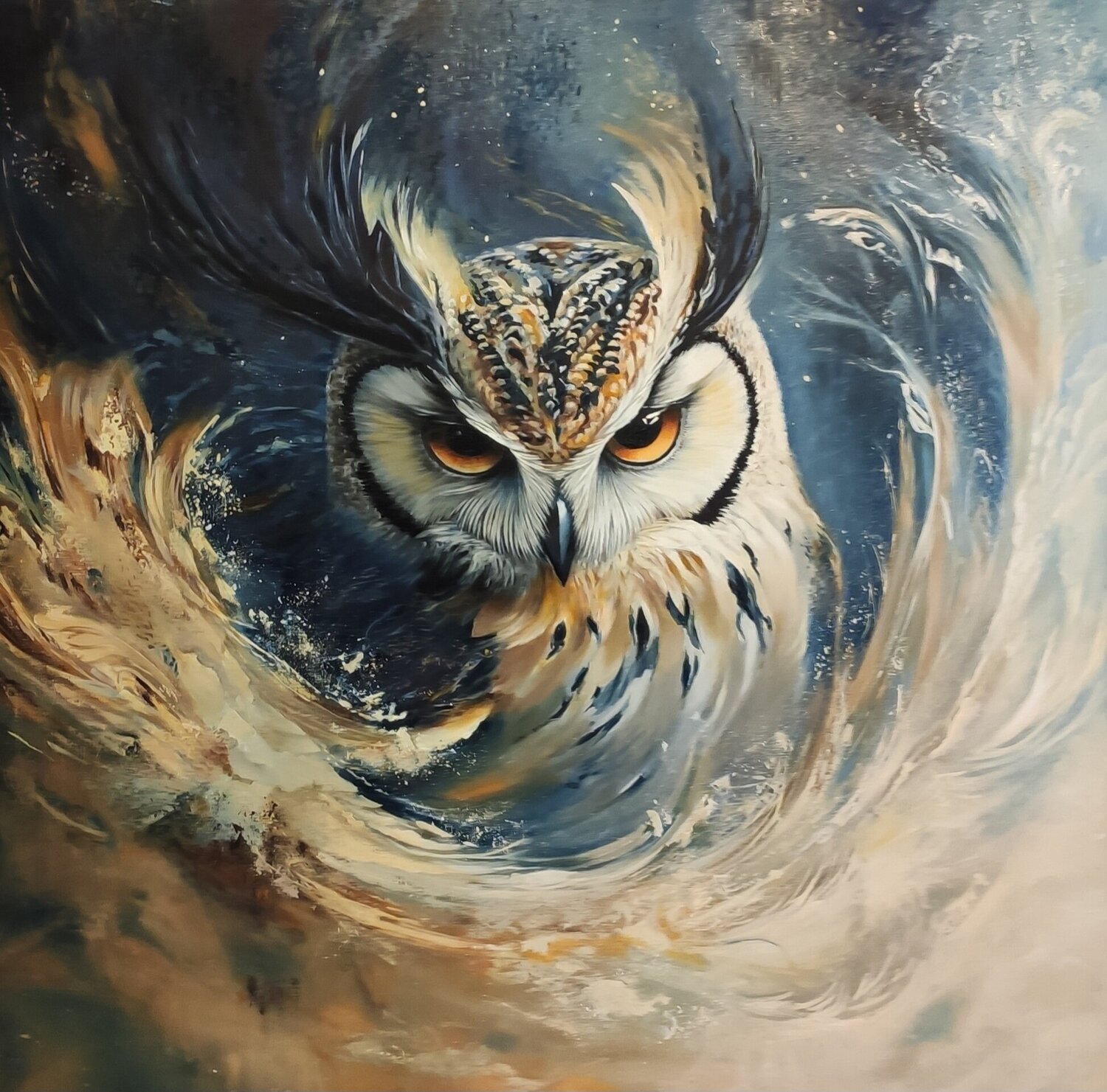 Oil Painting Owl — Exclusive Evgeniya Duvakina Originalgemälde zu verkaufen