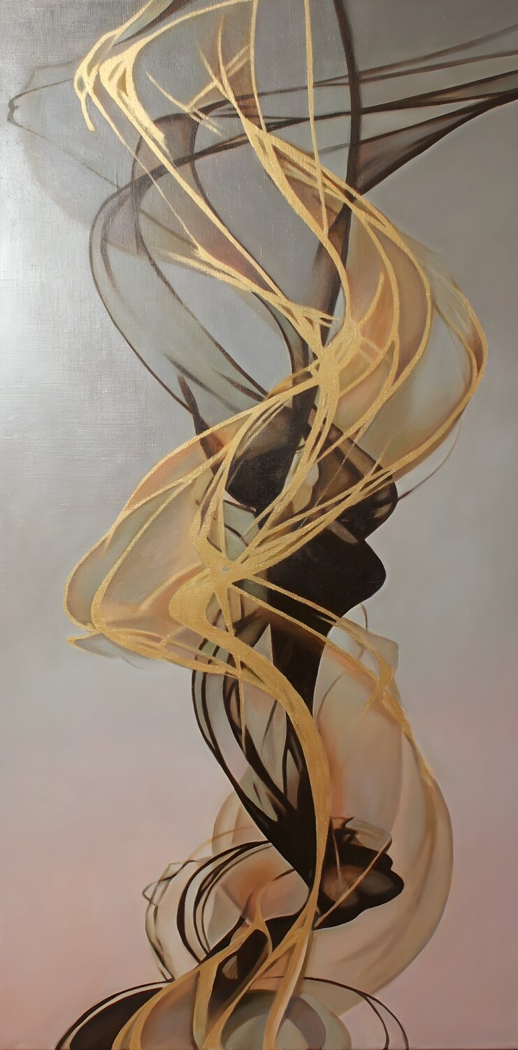 Oil painting “Golden Flow” Evgeniya Duvakina Dipinto originale in vendita