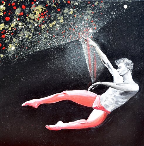 Ethereal Man in Red Tights van Joe LaMattina, Schilderij te koop op Singulart