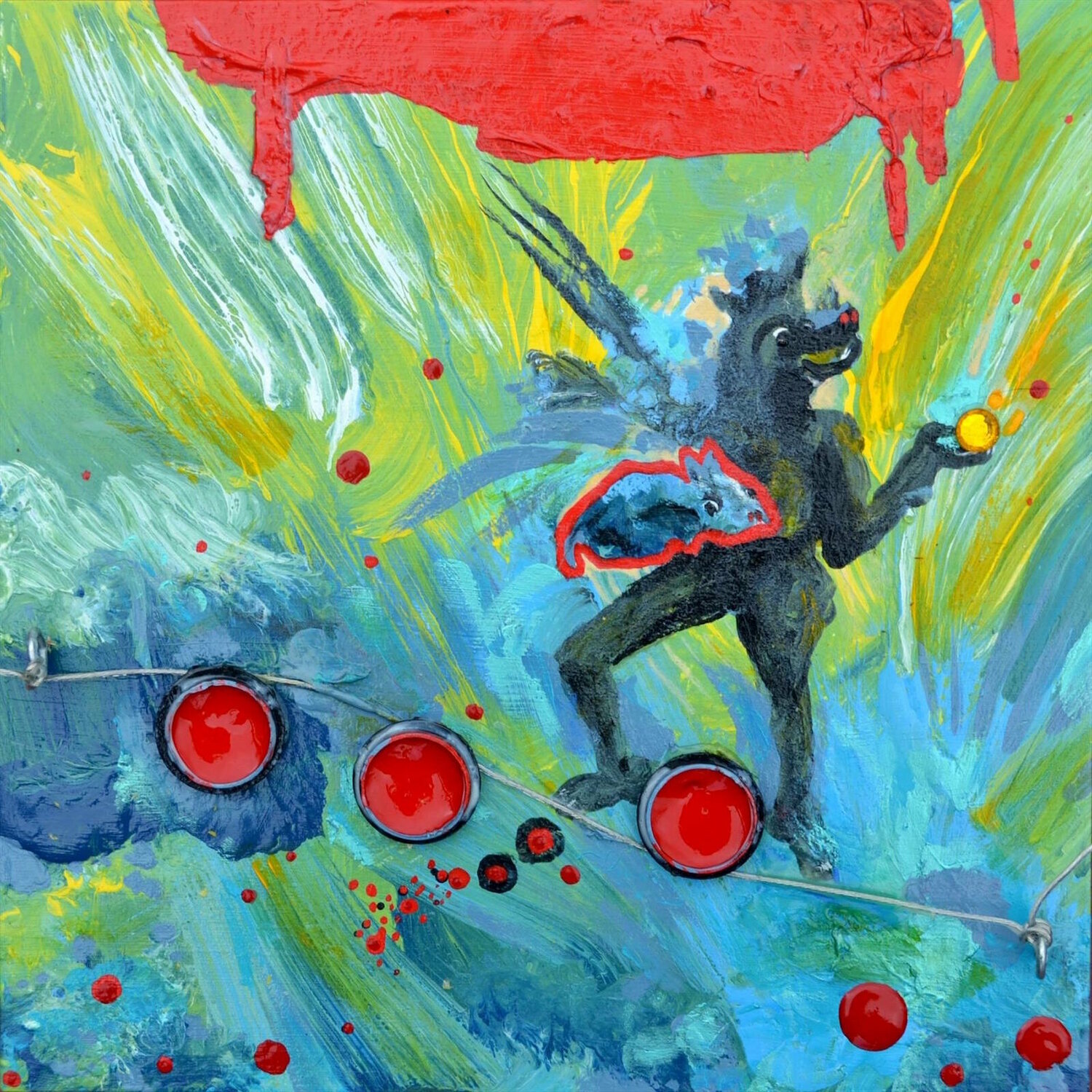 Mother and Child on a Tightrope Joe LaMattina Originalgemälde zu verkaufen