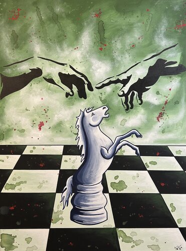 La creazione degli scacchi by Salvatore Petrucino, Painting for Sale on Singulart