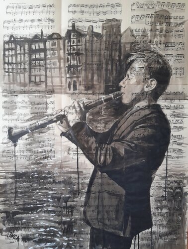 The Clarinetist of Amsterdam von Inga Yarotskaya, Zeichnungen kaufen auf Singulart