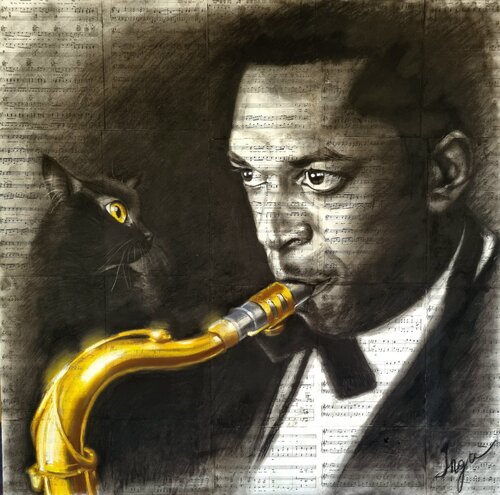 John Coltrane: Midnight Sax von Inga Yarotskaya, Zeichnungen kaufen auf Singulart