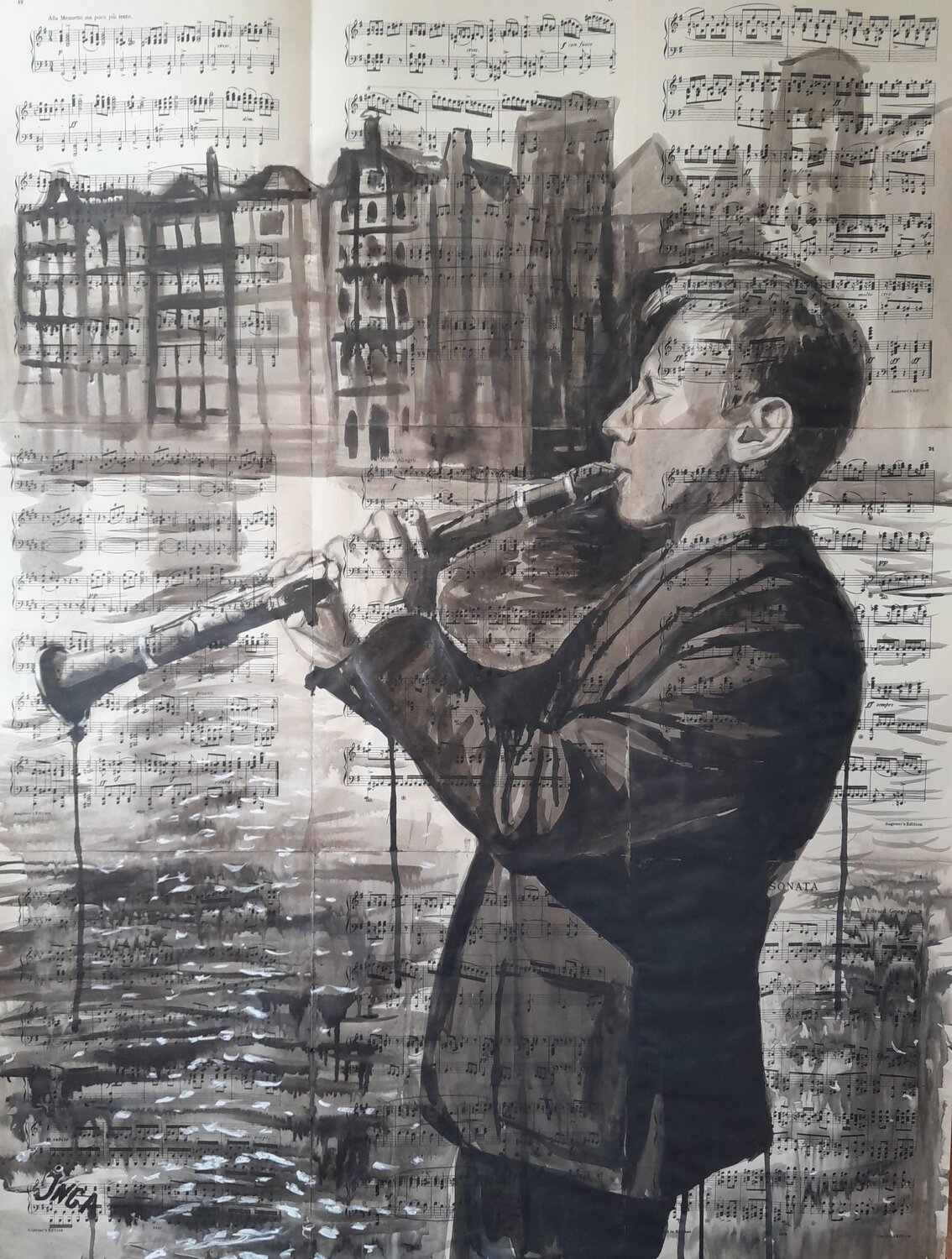 The Clarinetist of Amsterdam Inga Yarotskaya Zeichnungen zu verkaufen