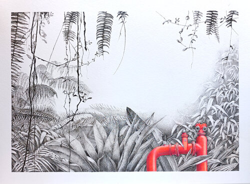 Private life of hydrants. Co-existence by igor kotlarski, 소묘 for Sale on Singulart