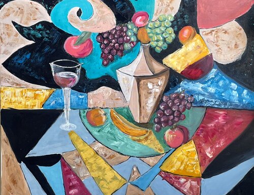 still Life with Fruit and Wine di Elena Logovinsky, Pittura in vendita su Singulart