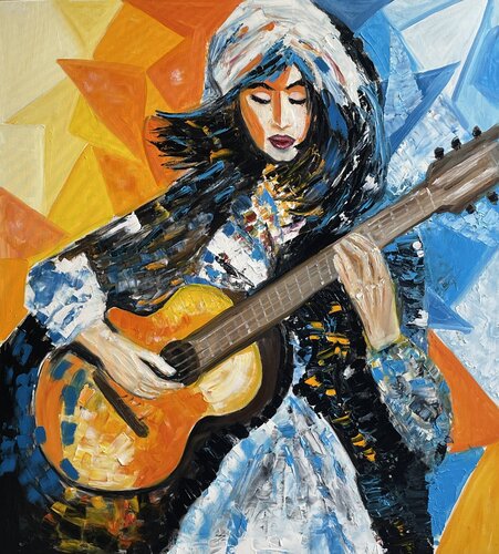 "The Gypsy Guitarist" van Elena Logovinsky, Schilderij te koop op Singulart