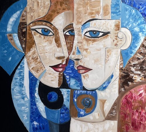 "Love in cubist style" van Elena Logovinsky, Schilderij te koop op Singulart