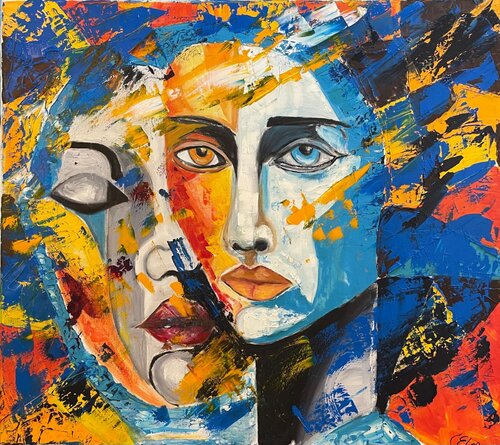 Geometric pair van Elena Logovinsky, Schilderij te koop op Singulart