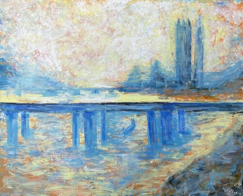 “The Bridge — Homage to Monet” van Elena Logovinsky, Schilderij te koop op Singulart