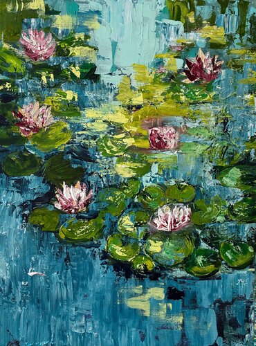 Whispers of Water Lilies di Elena Logovinsky, Pittura in vendita su Singulart