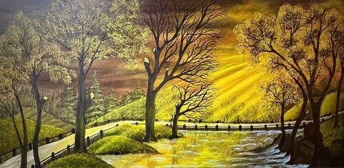 letzte Sonnenstrahlen par Elfriede Hackl, Peinture en vente sur Singulart