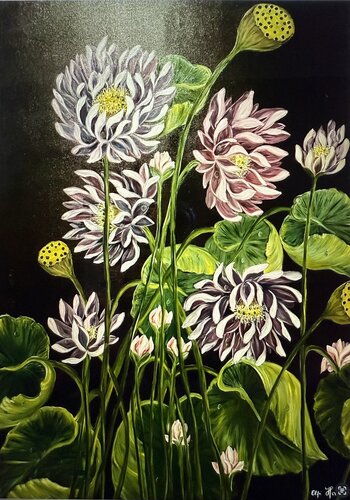 Seerosen par Elfriede Hackl, Peinture en vente sur Singulart