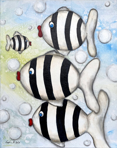 Zebra Fische de Karin Angerer, Pintura a la venta en Singulart