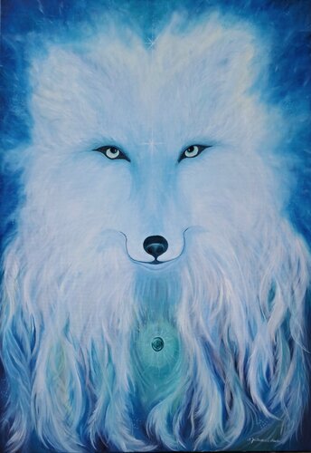 White she-wolf par Marta Jastrzębska-Macko, Peinture en vente sur Singulart