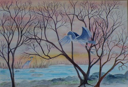 River Herons von Paula Swenson, Malerei kaufen auf Singulart