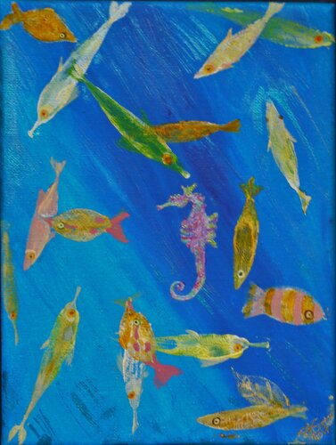 Seahorse King van Paula Swenson, Schilderij te koop op Singulart