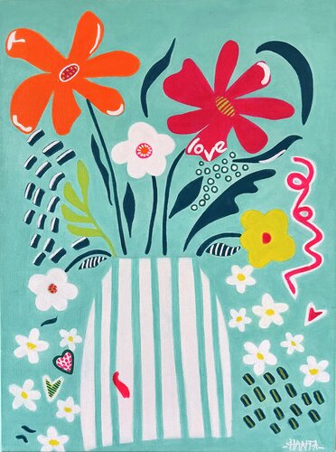 HAPPY FLOWERS van Hanta Ramboa, Schilderij te koop op Singulart