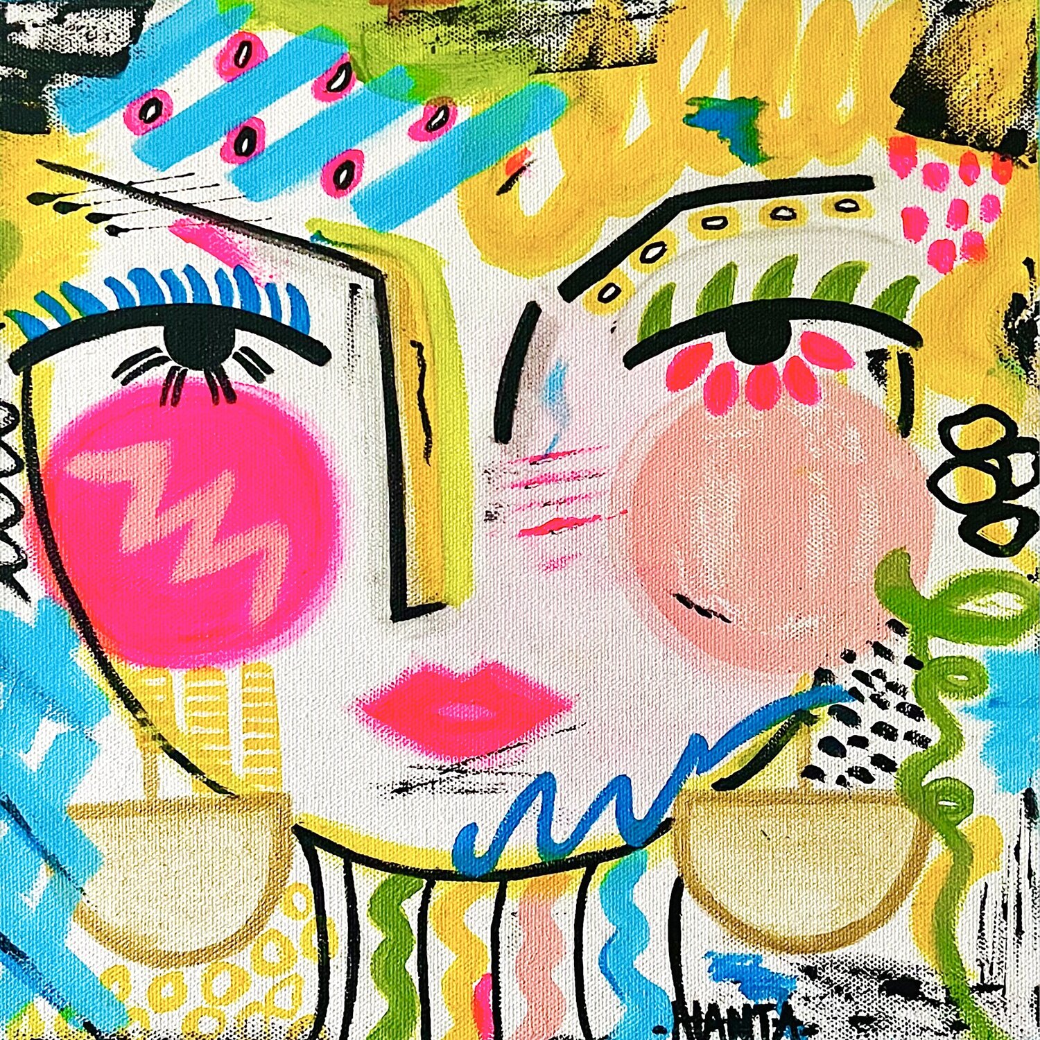 TIANA - Hanta Ramboa - Acrylic, Pen on Canvas, image size:1500x1500