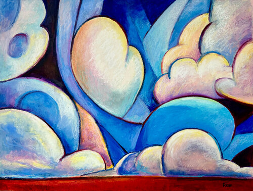 油絵肉筆画手描き風景画イタリア画家シエルドーム47×38センチ外寸