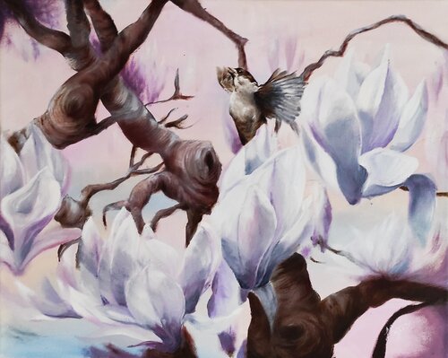 Happy Sparrow de Larissa Egner, Pintura a la venta en Singulart