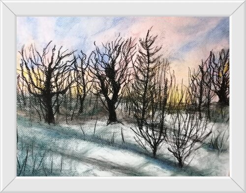 Stripped Bare Trees and Shadows in the Snow by Carol Murphy, Painting for Sale on Singulart