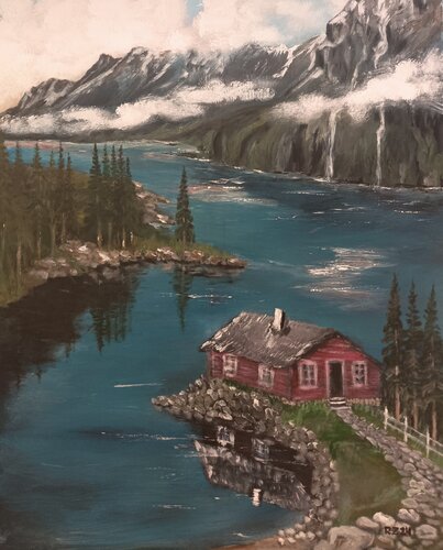 Svečių namelis Norvegija von Robertas Zabitis, Malerei kaufen auf Singulart