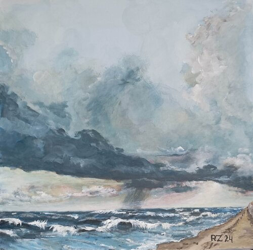 Lietus prie jūros... van Robertas Zabitis, Schilderij te koop op Singulart