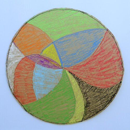 Kartonbild dreizehn - rundes Bild  Segmente - von Rainer Neundörfer, Malerei kaufen auf Singulart