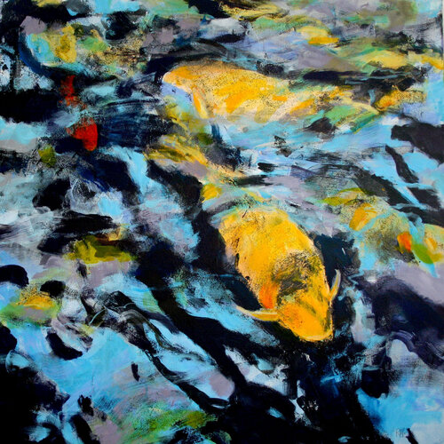 Bewegung Kois 3 van Renate Pfrommer, Schilderij te koop op Singulart