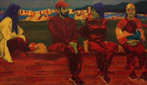 JOVENES EN EL PARQUE de Raúl Antonio Besoain, Pintura a la venta en Singulart