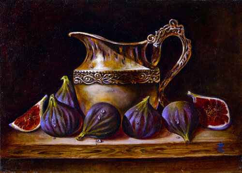 Still Life with Fig and Copper Jug Inga Loginova