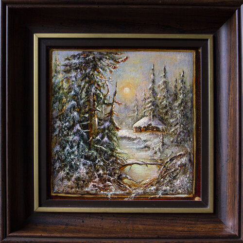 Waiting for Christmas. In the woods di Inga Loginova, Pittura in vendita su Singulart