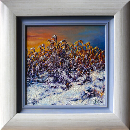 Winter reeds at sunset par Inga Loginova, Peinture en vente sur Singulart