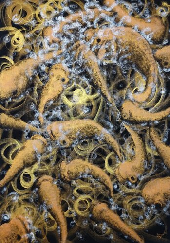 FEEDING: Gold van Donegel' Chong, Schilderij te koop op Singulart