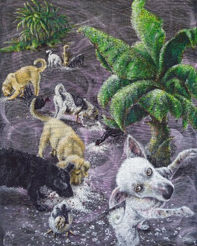 FEEDING: Snowman & Friends I van Donegel' Chong, Schilderij te koop op Singulart