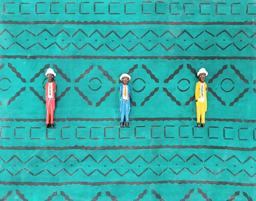 Le bleu et le jaune von Mo Lamine Sylla, Textil kaufen auf Singulart