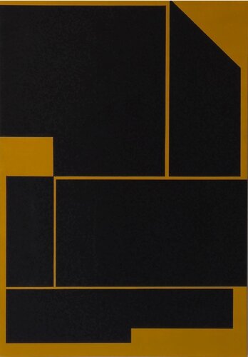 Black Construction on Ochre by Francesc Bergadà Gassol, Painting for Sale on Singulart